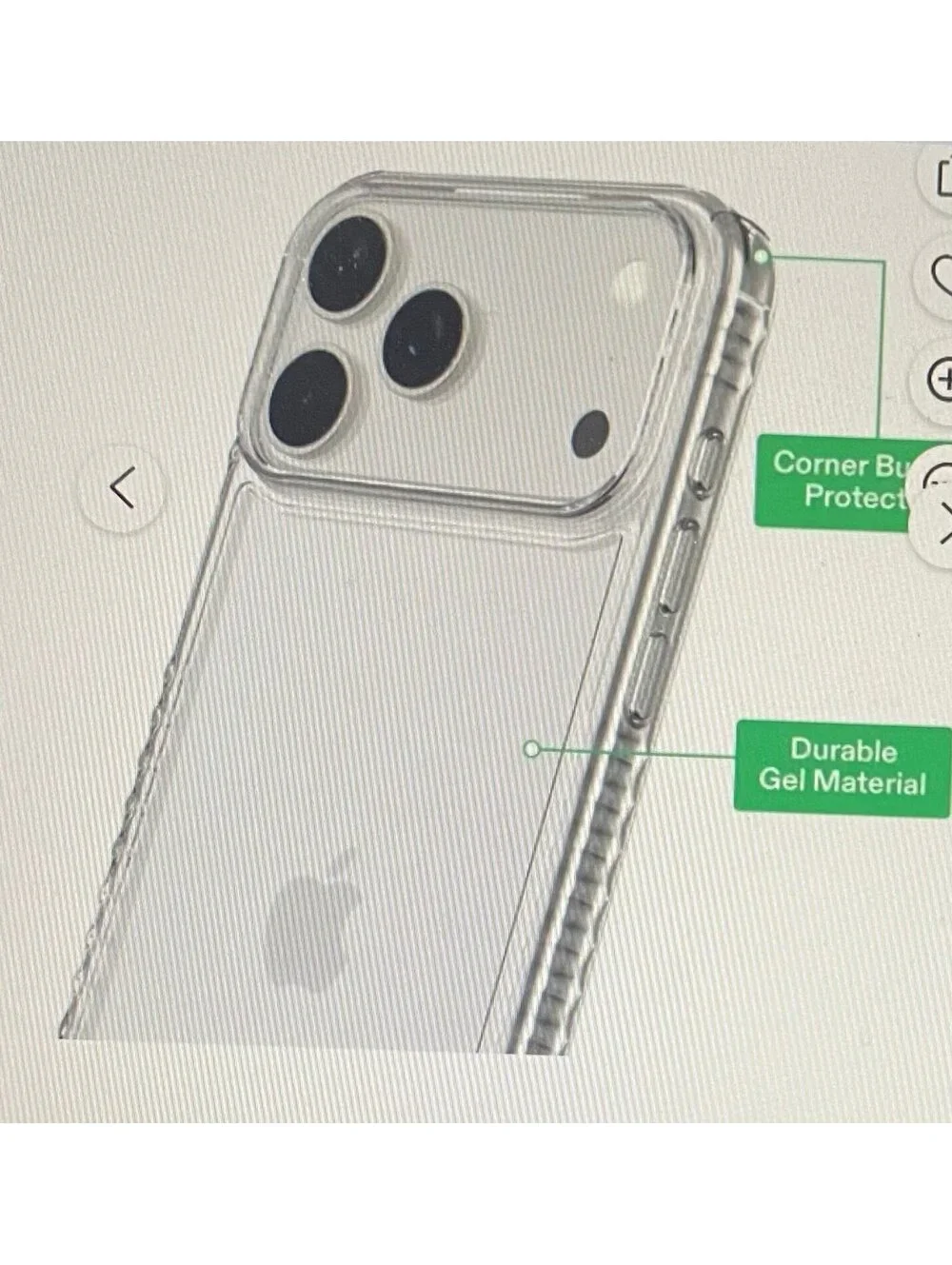 Onn Protective Gel Case for iPhone 17 Pro Clear
